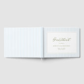 Elegant Blue & Sage Striped Wedding Invitation Gastenboek (Volledig)
