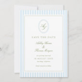 Elegant Blue & Sage Wedding  Save The Date (Voorkant)