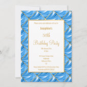 ELEGANT  BLUE SATIN GOLD BIRTHDAY INVITATIE KAART (Voorkant)