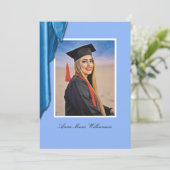 Elegant Blue Satin Grad Party Invitation Kaart (Staand voorkant)