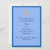 Elegant Blue Satin Graduation Announcement Kaart (Achterkant)