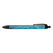 Elegant Blue Satin Name Zwarte Inkt Pen (Bovenkant)
