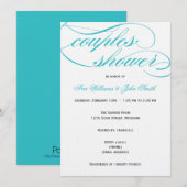 Elegant Blue Script Couples Shower Invitation Kaart (Voorkant / Achterkant)