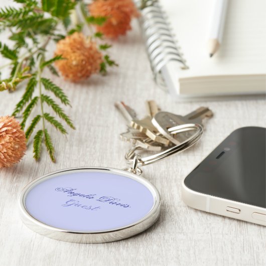 Elegant Blue Script Gastnaam Sleutelhanger (Zijkant)