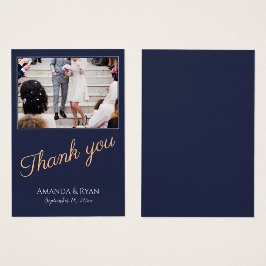 Elegant Blue Script Hartelijk dank voor het Label  Visitekaartje (Voorkant /achterkant)