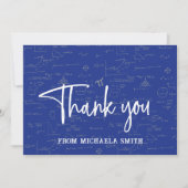 Elegant Blue Script Typografie Wiskunde Afstuderen Bedankkaart (Voorkant)