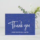 Elegant Blue Script Typografie Wiskunde Afstuderen Bedankkaart (Staand voorkant)