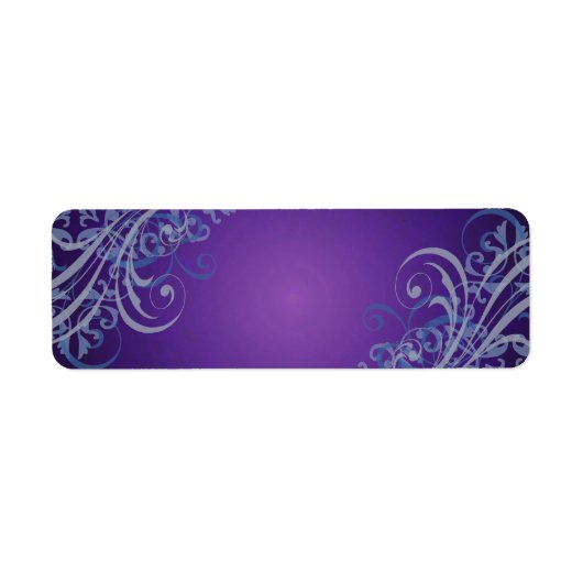 Elegant Blue Scroll Paars Blank Address Label (Voorkant)