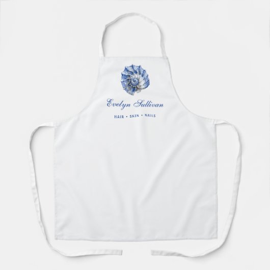 Elegant Blue Seashell Logo Schort (Voorkant)