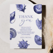 Elegant Blue Seashell Vrijgezellenfeest Bedankkaart