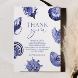 Elegant Blue Seashell Vrijgezellenfeest Bedankkaart