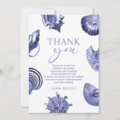 Elegant Blue Seashell Vrijgezellenfeest Bedankkaart (Voorkant)