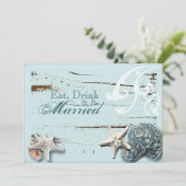 Elegant Blue Seashells Beach repetitie diner Kaart (Staand voorkant)