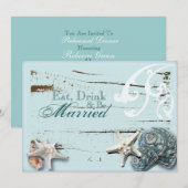 Elegant Blue Seashells Beach repetitie diner Kaart (Voorkant / Achterkant)