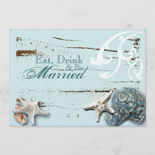 Elegant Blue Seashells Beach repetitie diner Kaart