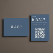 Elegant Blue Serif grote QR Code RSVP Informatiekaartje