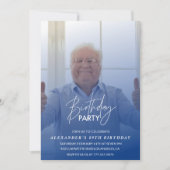 Elegant Blue Shadow Photo Mannen 89ste verjaardags Kaart (Voorkant)