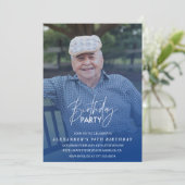 Elegant Blue Shadow Photo Mannen 94ste verjaardags Kaart (Staand voorkant)