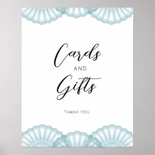 Elegant Blue Shell Kaart en Gifts Poster