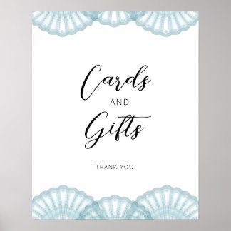 Elegant Blue Shell Kaart en Gifts Poster