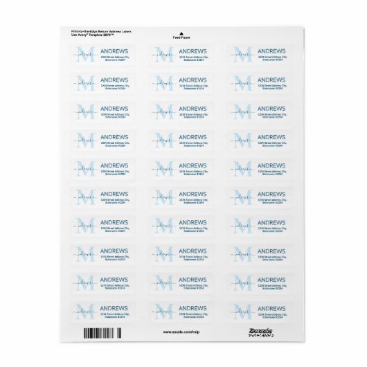 Elegant Blue Signature Adresetiketten Etiket (Full Sheet)