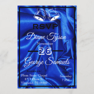 Elegant Blue Silk Weduwen Uitnodigingskaarten RSVP Kaart