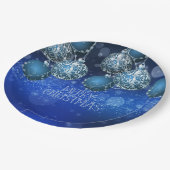 Elegant Blue & Silver Baubles Christmas Papieren Bordje (Gekanteld)