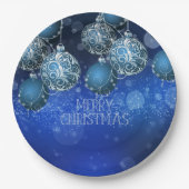 Elegant Blue & Silver Baubles Christmas Papieren Bordje (Voorkant)