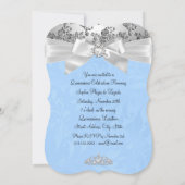 Elegant Blue Silver Bow Roos Foto Quinceanera 1 Kaart (Achterkant)