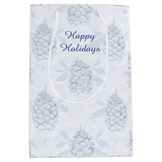 Elegant Blue & Silver Christmas  Medium Cadeauzakje (Voorkant)