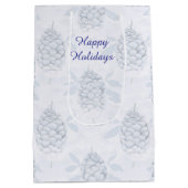 Elegant Blue & Silver Christmas  Medium Cadeauzakje (Achterkant)