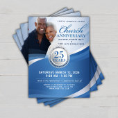 Elegant Blue & Silver Church Anniversary  Flyer
