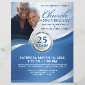 Elegant Blue & Silver Church Anniversary  Flyer (Voorkant)