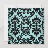 Elegant Blue Silver Damask Black Birthday Party Kaart (Achterkant)