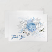 Elegant Blue Silver Dragonfly Floral Bedankkaart (Voorkant / Achterkant)