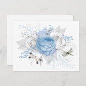 Elegant Blue Silver Dragonfly Floral Briefkaart (Voorkant / Achterkant)