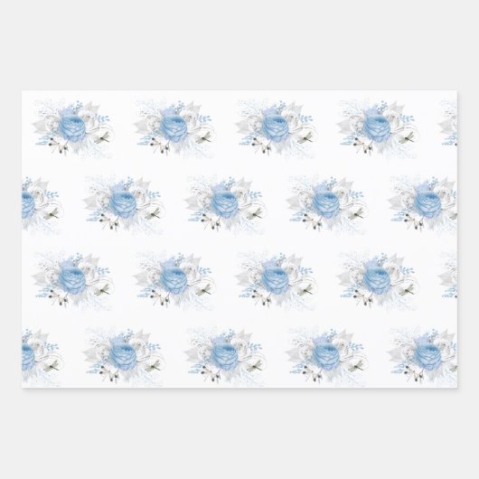 Elegant Blue Silver Dragonfly Floral Inpakpapier Vel (Voorkant 2)