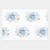 Elegant Blue Silver Dragonfly Floral Inpakpapier Vel (Voorkant)