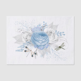 Elegant Blue Silver Dragonfly Floral Tissuepapier