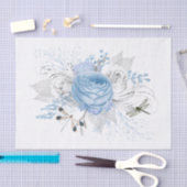 Elegant Blue Silver Dragonfly Floral Tissuepapier (Craft)
