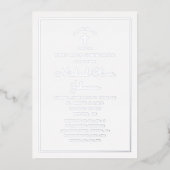Elegant Blue Silver Foil Script First Community Folie Uitnodiging (Voorkant)