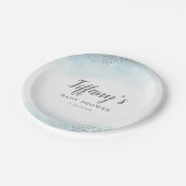 Elegant Blue Silver Glitter Baby shower Papieren Bordje (Gekanteld)