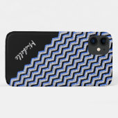 Elegant Blue Silver Glitter Chevron - Gepersonalis Case-Mate iPhone Case (Achterkant (horizontaal))
