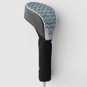 Elegant Blue Silver Glitter Chevron Zig Zag Golfheadcover (Schuin)