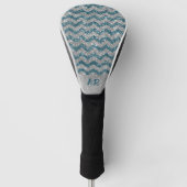 Elegant Blue Silver Glitter Chevron Zig Zag Golfheadcover (Voorkant)
