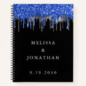Elegant Blue Silver Glitter-drift Weddenschap Notitieboek (Voorkant)