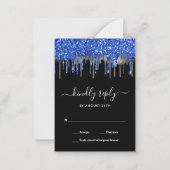 Elegant Blue Silver Glitter druist tegen RSVP Notitiekaartje (Voorkant)