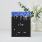 Elegant Blue Silver Glitter druist tegen RSVP Uitnodiging Briefkaart (Staand voorkant)