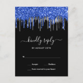 Elegant Blue Silver Glitter druist tegen RSVP Uitnodiging Briefkaart (Voorkant)