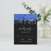 Elegant Blue Silver Glitter druist tegen RSVP Uitnodiging Briefkaart (Staand voorkant)